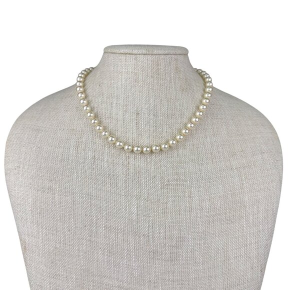 Majorica Womens Gold Tone Faux Pearl Necklace & Earrings Set Spain Signed - Picture 2 of 8